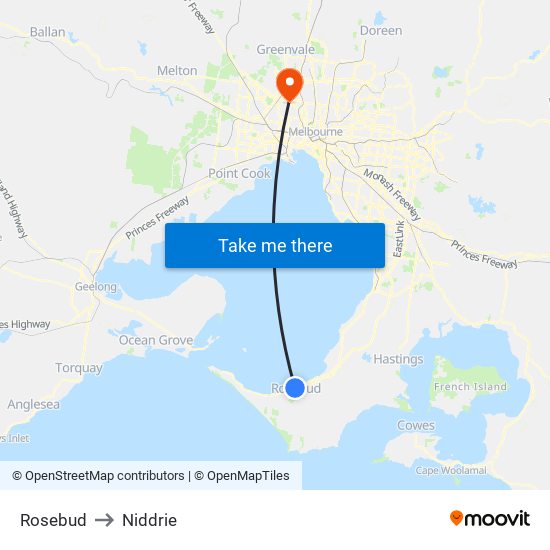 Rosebud to Niddrie map