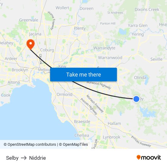 Selby to Niddrie map