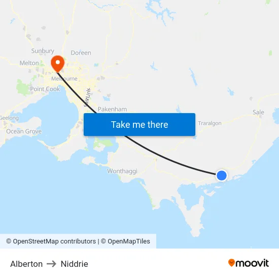 Alberton to Niddrie map