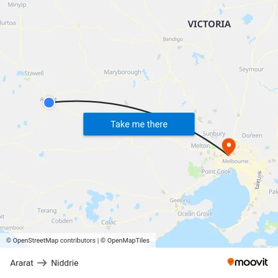 Ararat to Niddrie map