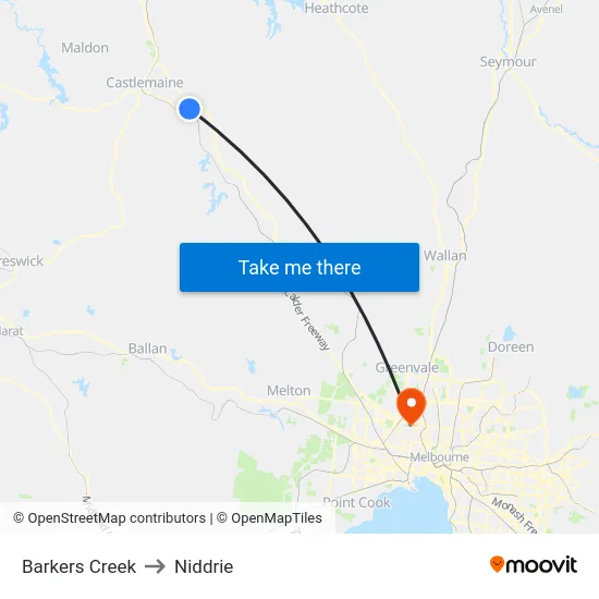 Barkers Creek to Niddrie map