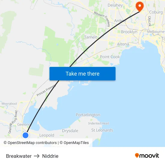 Breakwater to Niddrie map