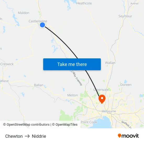 Chewton to Niddrie map