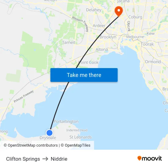 Clifton Springs to Niddrie map