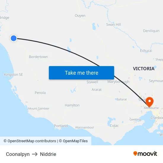 Coonalpyn to Niddrie map