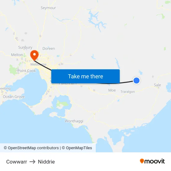 Cowwarr to Niddrie map