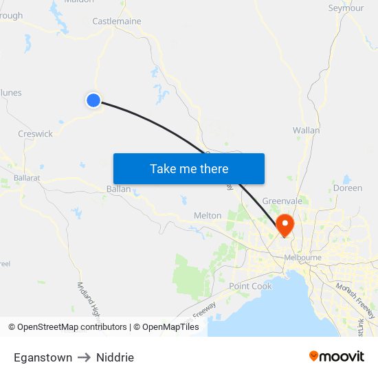 Eganstown to Niddrie map