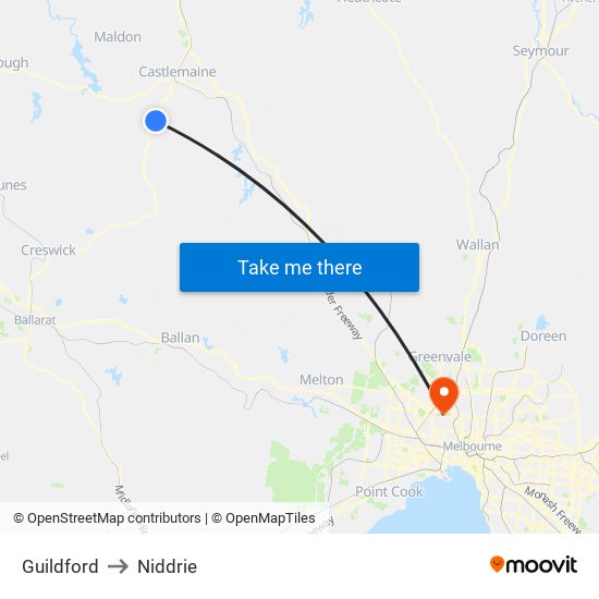 Guildford to Niddrie map