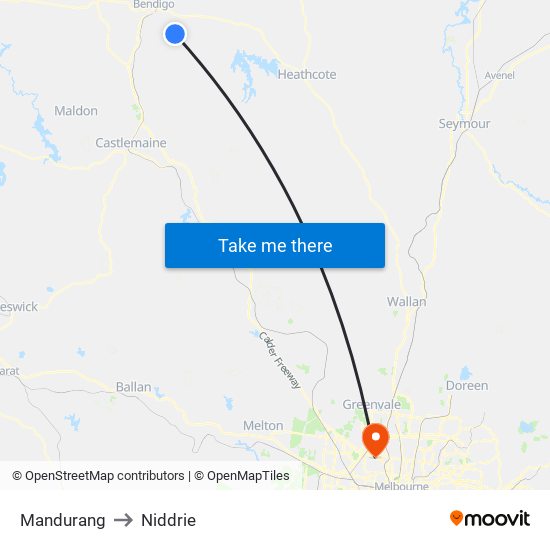 Mandurang to Niddrie map