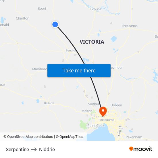 Serpentine to Niddrie map