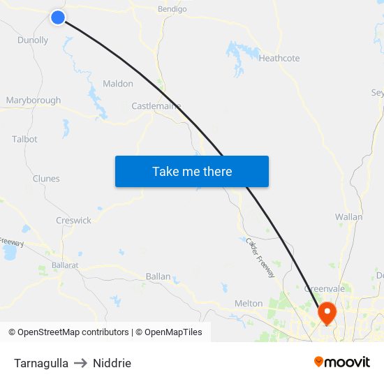 Tarnagulla to Niddrie map