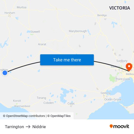 Tarrington to Niddrie map