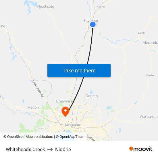 Whiteheads Creek to Niddrie map