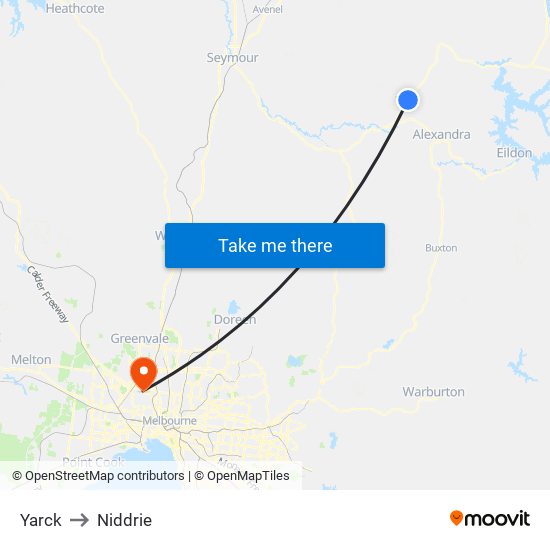 Yarck to Niddrie map