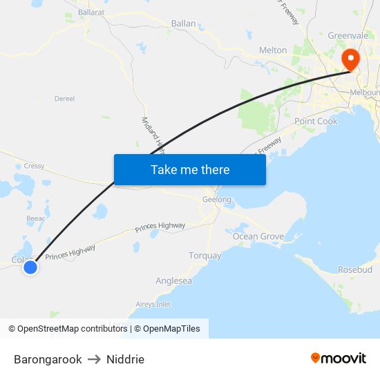 Barongarook to Niddrie map
