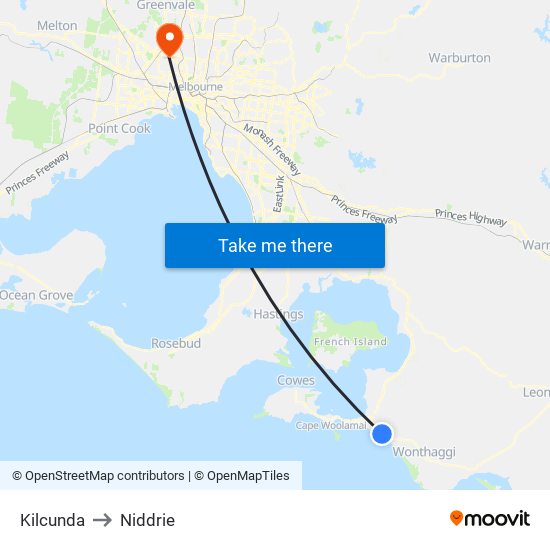 Kilcunda to Niddrie map