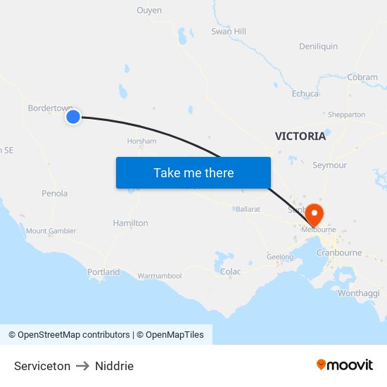 Serviceton to Niddrie map