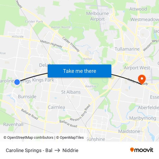 Caroline Springs - Bal to Niddrie map