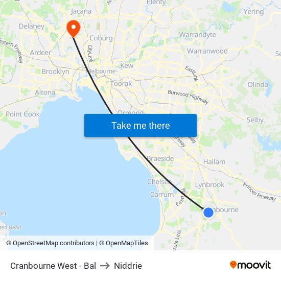 Cranbourne West - Bal to Niddrie map