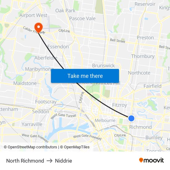 North Richmond to Niddrie map