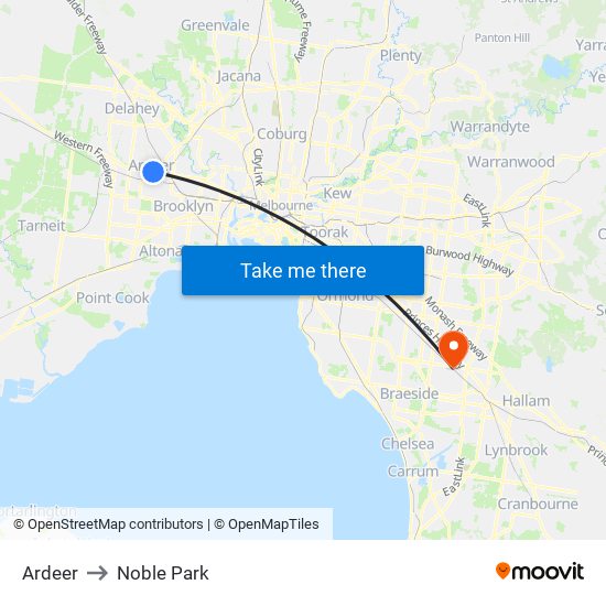 Ardeer to Noble Park map