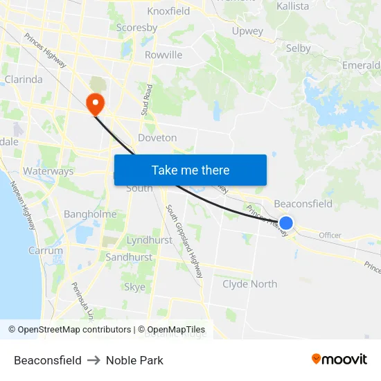 Beaconsfield to Noble Park map