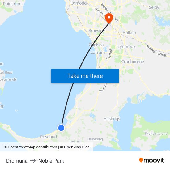 Dromana to Noble Park map