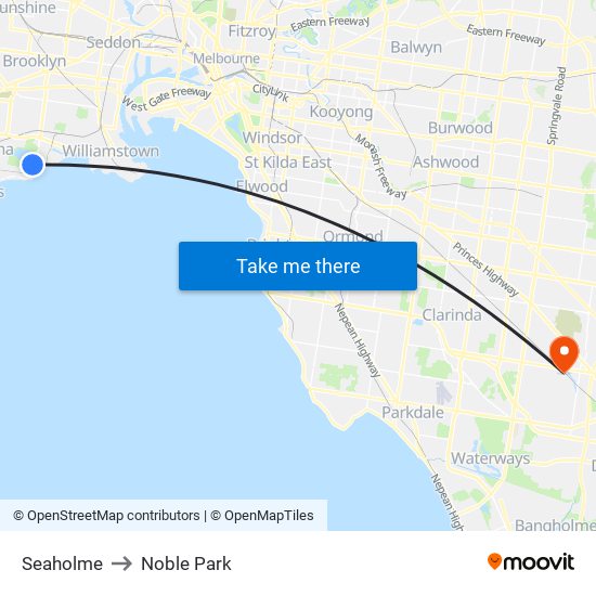 Seaholme to Noble Park map