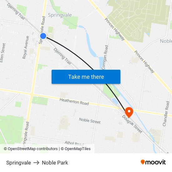 Springvale to Noble Park map