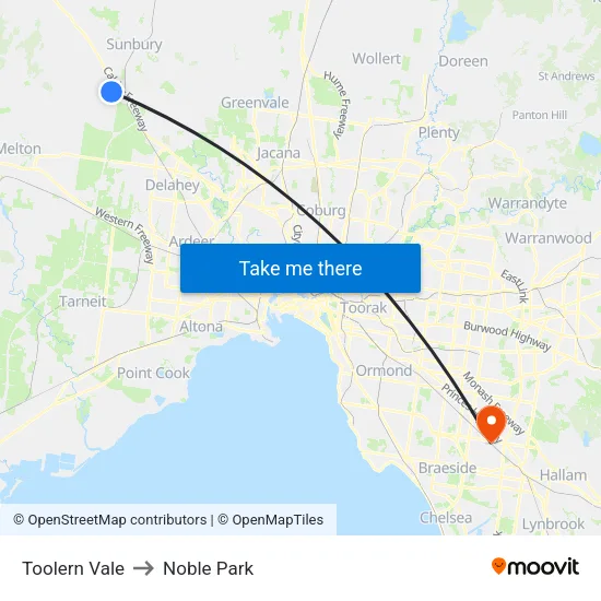 Toolern Vale to Noble Park map