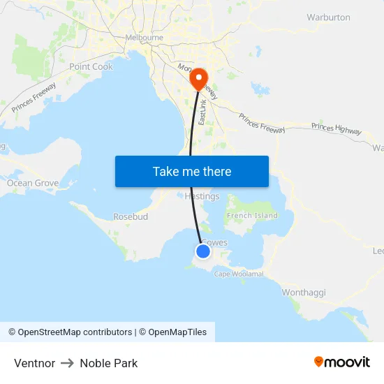 Ventnor to Noble Park map