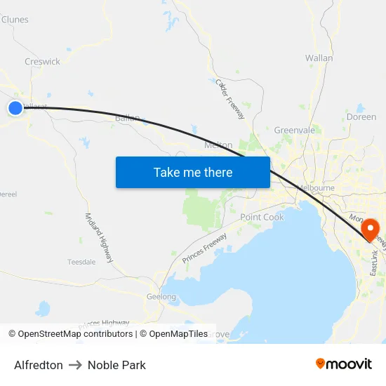 Alfredton to Noble Park map