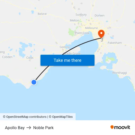 Apollo Bay to Noble Park map