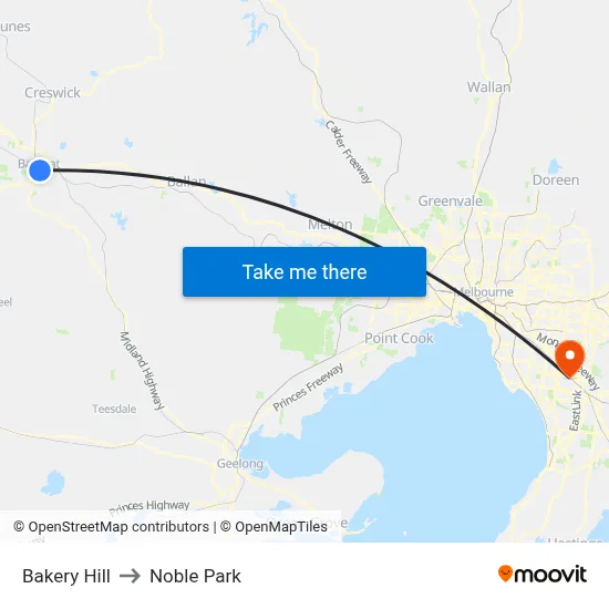 Bakery Hill to Noble Park map
