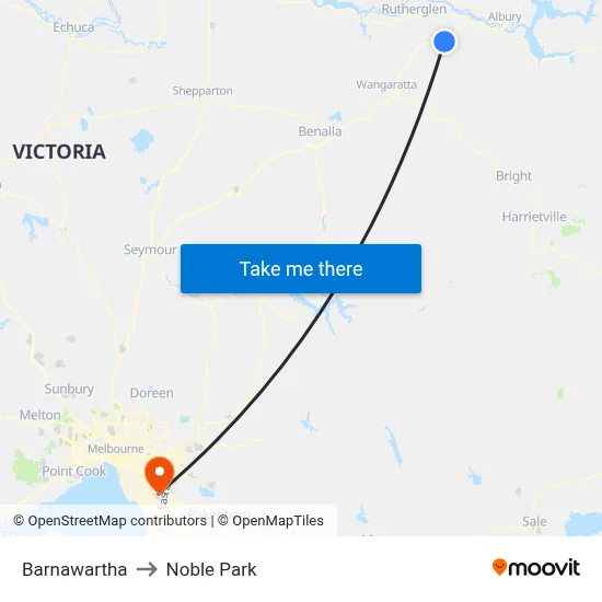 Barnawartha to Noble Park map