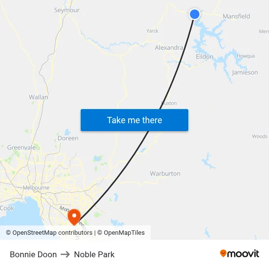 Bonnie Doon to Noble Park map