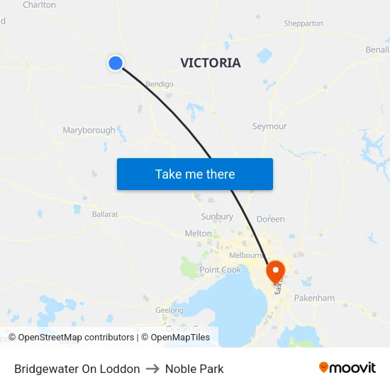 Bridgewater On Loddon to Noble Park map