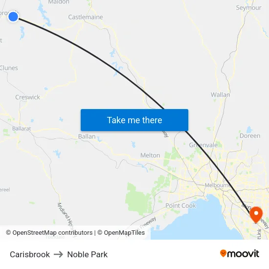Carisbrook to Noble Park map