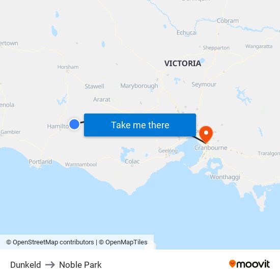 Dunkeld to Noble Park map