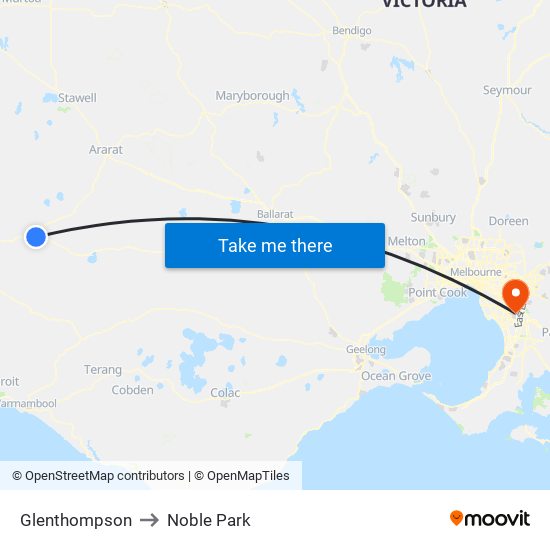 Glenthompson to Noble Park map