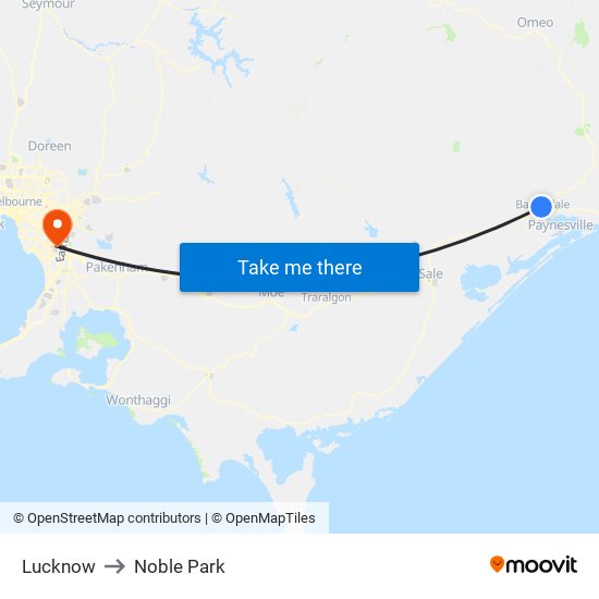 Lucknow to Noble Park map