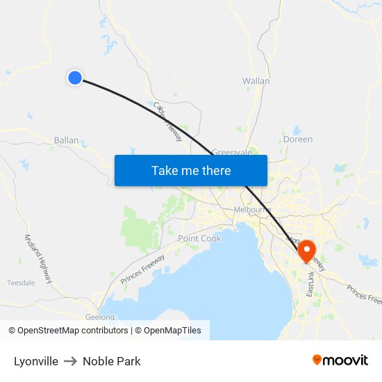 Lyonville to Noble Park map