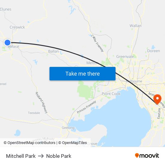 Mitchell Park to Noble Park map