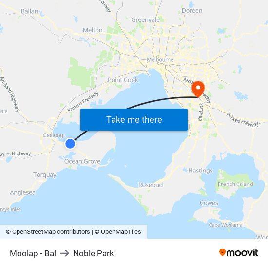 Moolap - Bal to Noble Park map