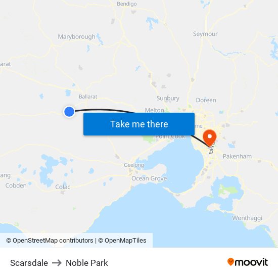 Scarsdale to Noble Park map