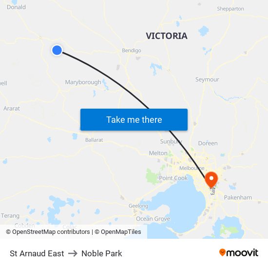 St Arnaud East to Noble Park map