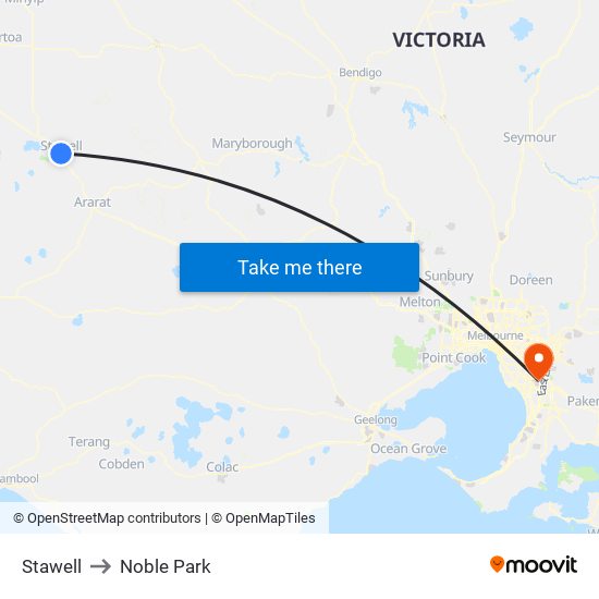 Stawell to Noble Park map