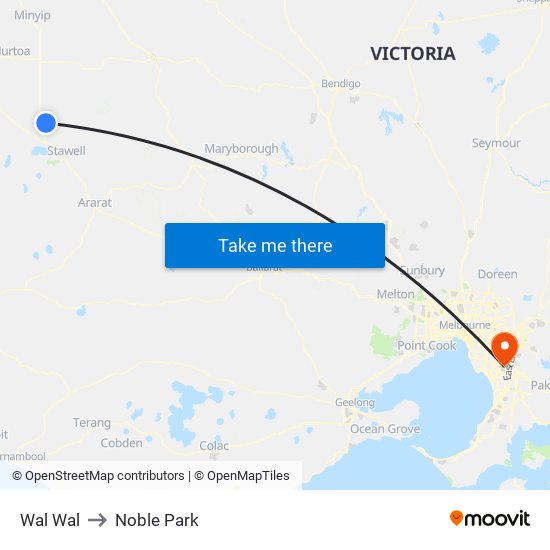 Wal Wal to Noble Park map