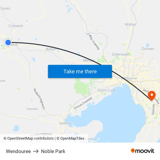 Wendouree to Noble Park map