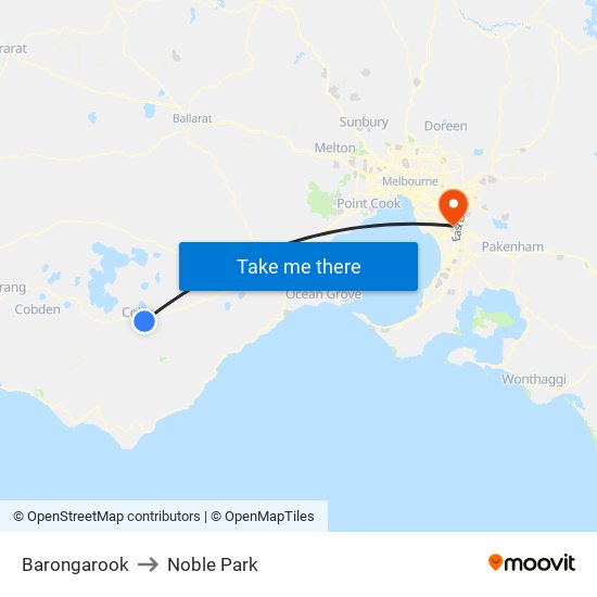 Barongarook to Noble Park map
